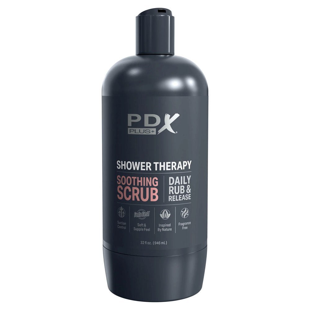 Pdx plus - shower therapy - soothing scrub - tan - realistic vagina - Product front view, show closed product  | Flirtybay